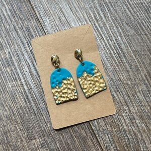 Blue and Gold Polymer Clay Earrings